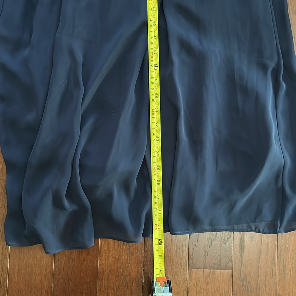 Kevin Klain HALTER PLEATED CROSS NECK NAVY GOWN DRESS sz 8 - Picture 7 of 13